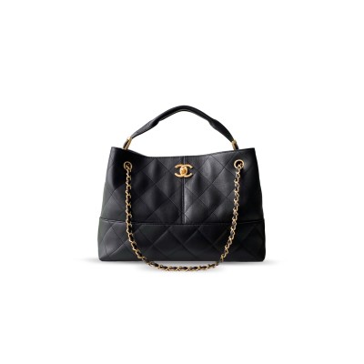 CHANEL SHOPPING BAG CALFSKIN & GOLD-TONE METAL BLACK AS5634 (36*24*12cm)